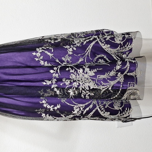 Blondie Nites Purple Silver Whimsigoth Witchy One Shoulder Dress Size 13 - Picture 12 of 15